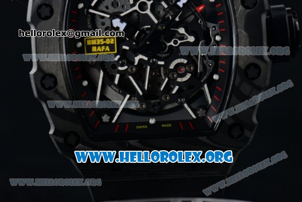 1:1 Richard Mille RM 35-02 RAFAEL NADA Japanese Miyota 9015 Automatic Black PVD Case with Skeleton Dial Black Rubber Strap - Click Image to Close